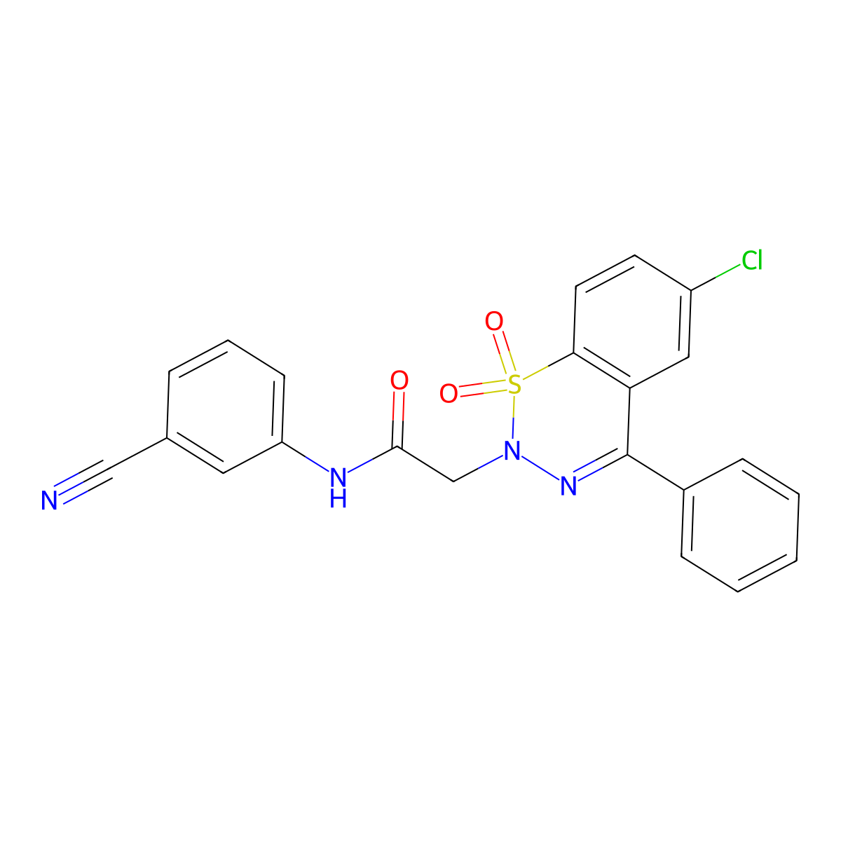 2-(6-chloro-1,1-dioxido-4-phenyl-2H-1,2,3-benzothiadiazin-2-yl)-N-(3-cyanophenyl)acetamide molecular structure, CAS 1019156-81-0
