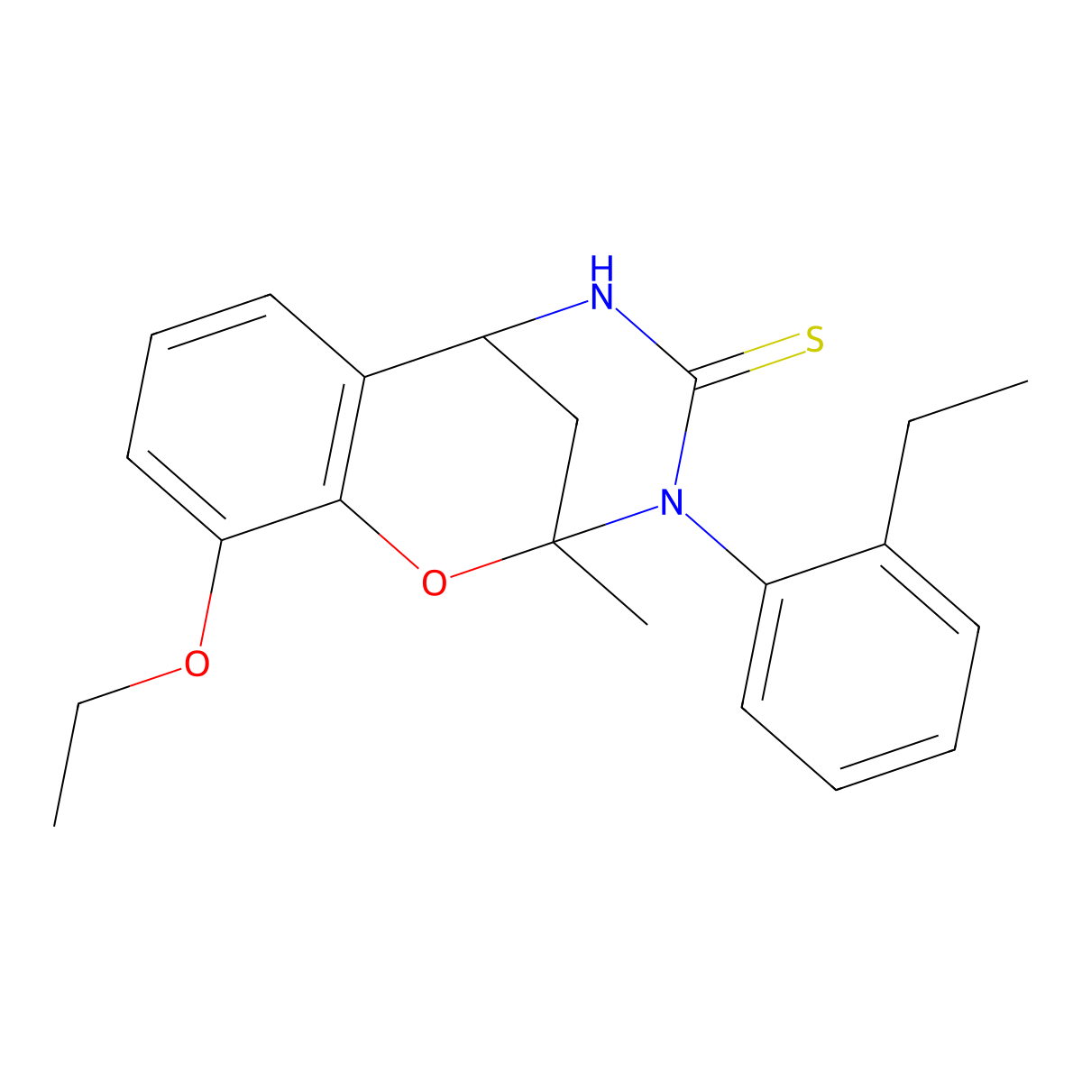 10-ethoxy-3-(2-ethylphenyl)-2-methyl-5,6-dihydro-2H-2,6-methanobenzo[g][1,3,5]oxadiazocine-4(3H)-thione molecular structure, CAS 1019161-01-3