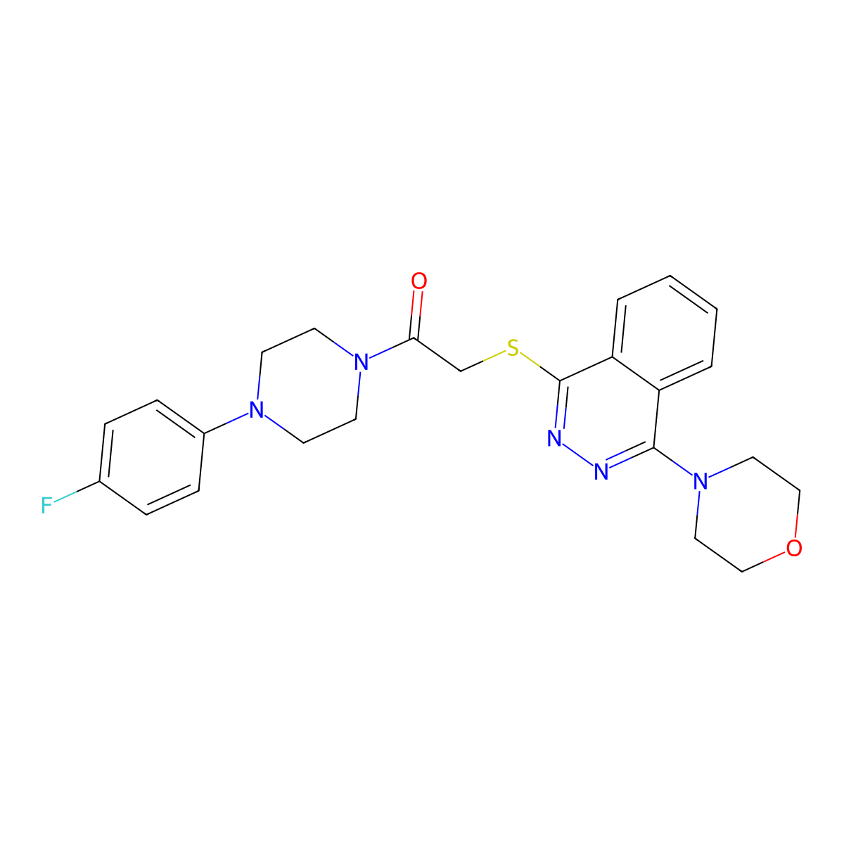 1-(4-(4-Fluorophenyl)piperazin-1-yl)-2-((4-morpholinophthalazin-1-yl)thio)ethanone molecular structure, CAS 1019166-03-0