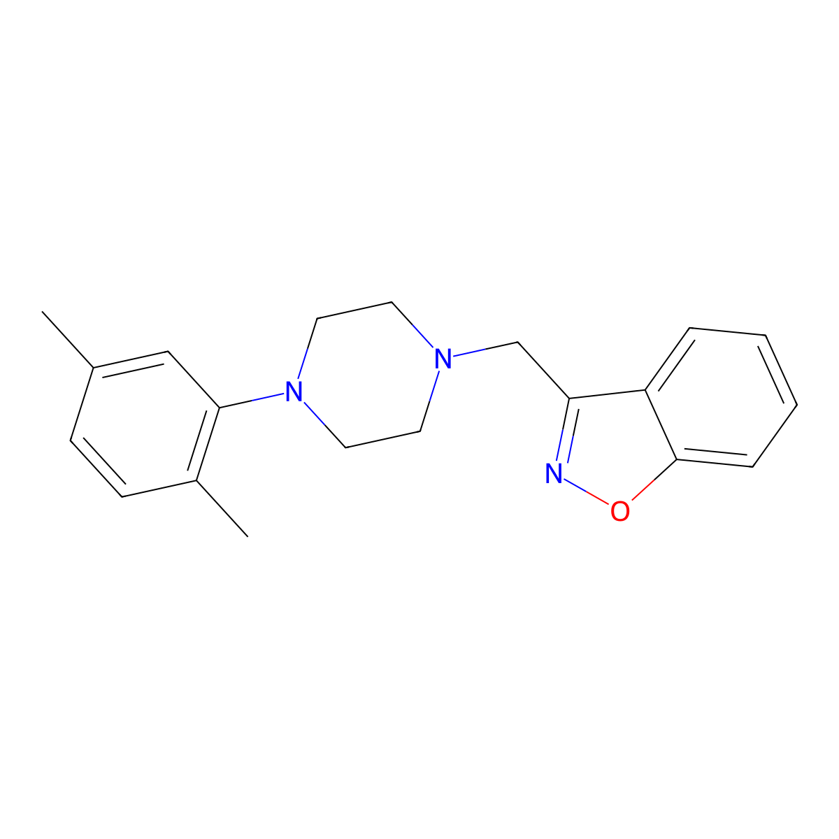 3-{[4-(2,5-Dimethylphenyl)piperazin-1-yl]methyl}-1,2-benzoxazole molecular structure, CAS 1019176-39-6