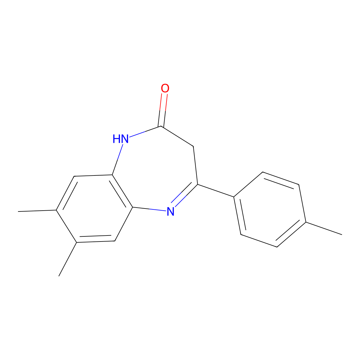 7,8-Dimethyl-4-(p-tolyl)-1H-benzo[b][1,4]diazepin-2(3H)-one molecular structure, CAS 1019176-68-1