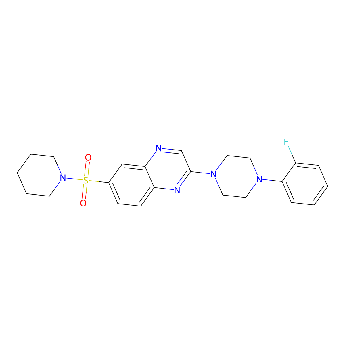 2-(4-(2-Fluorophenyl)piperazin-1-yl)-6-(piperidin-1-ylsulfonyl)quinoxaline molecular structure, CAS 1019176-93-2