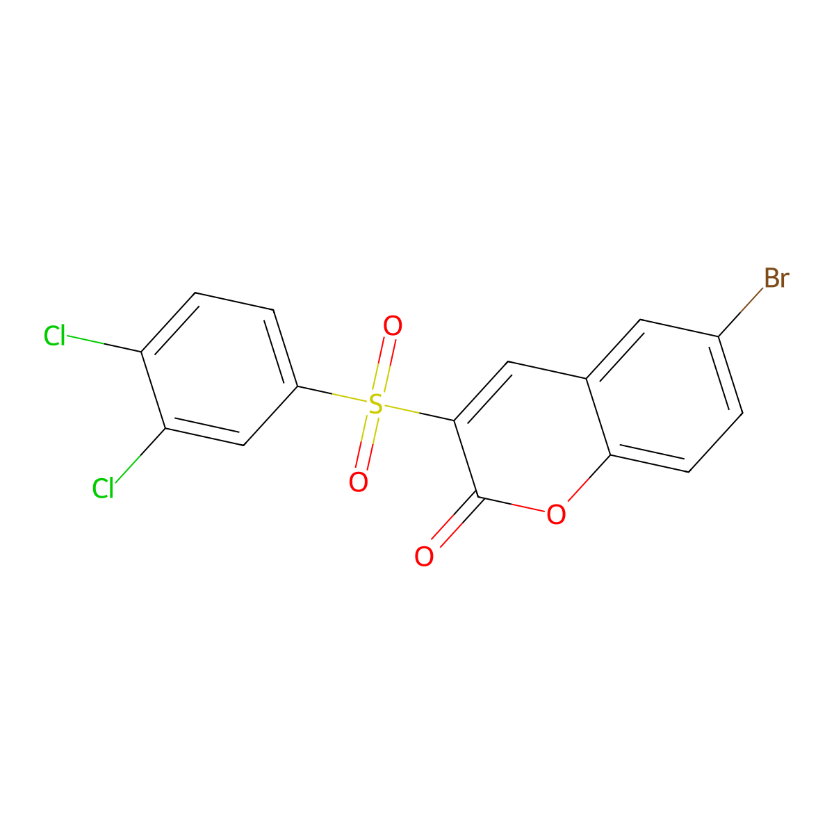 6-bromo-3-((3,4-dichlorophenyl)sulfonyl)-2H-chromen-2-one molecular structure, CAS 1019178-76-7