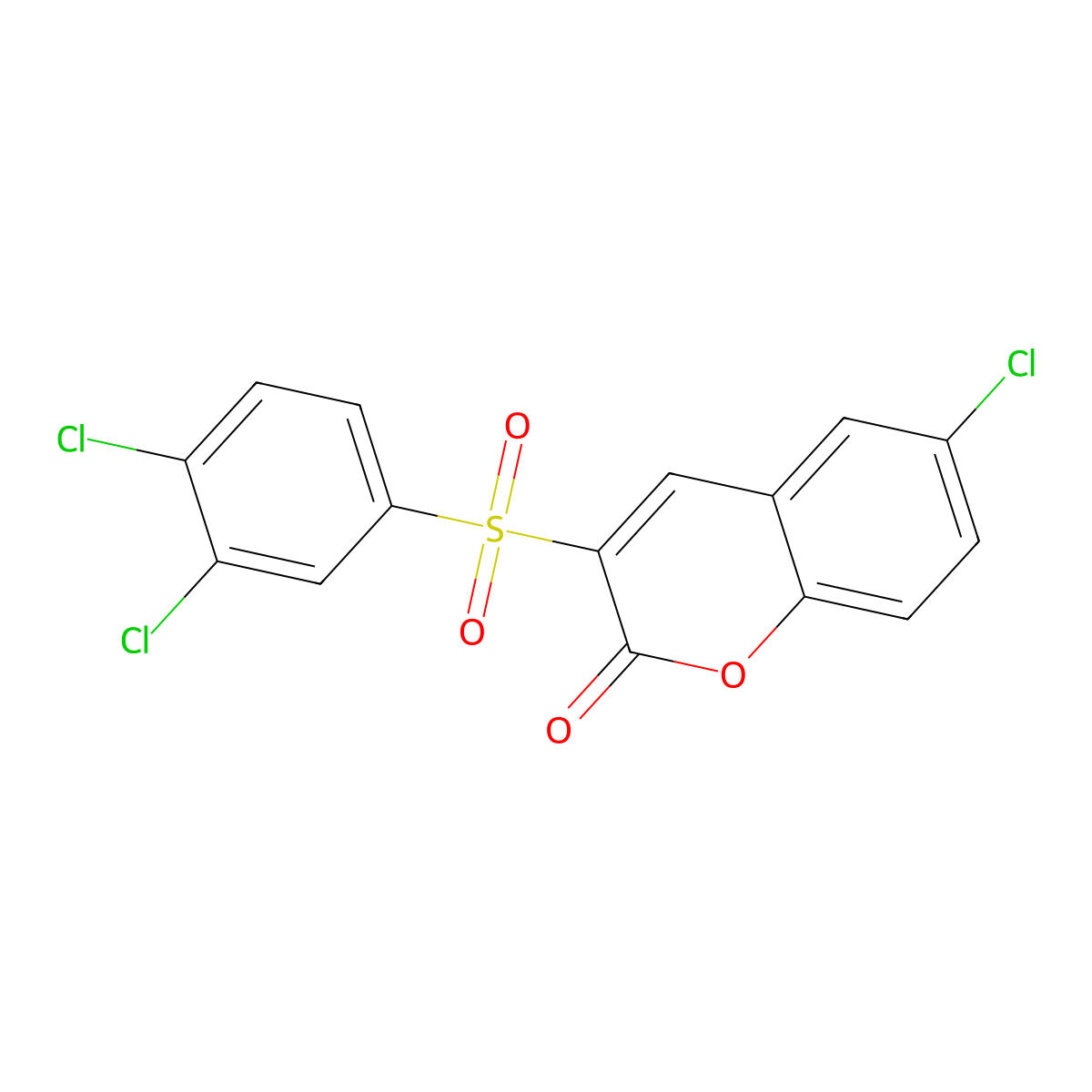 6-chloro-3-(3,4-dichlorobenzenesulfonyl)-2H-chromen-2-one molecular structure, CAS 1019178-79-0