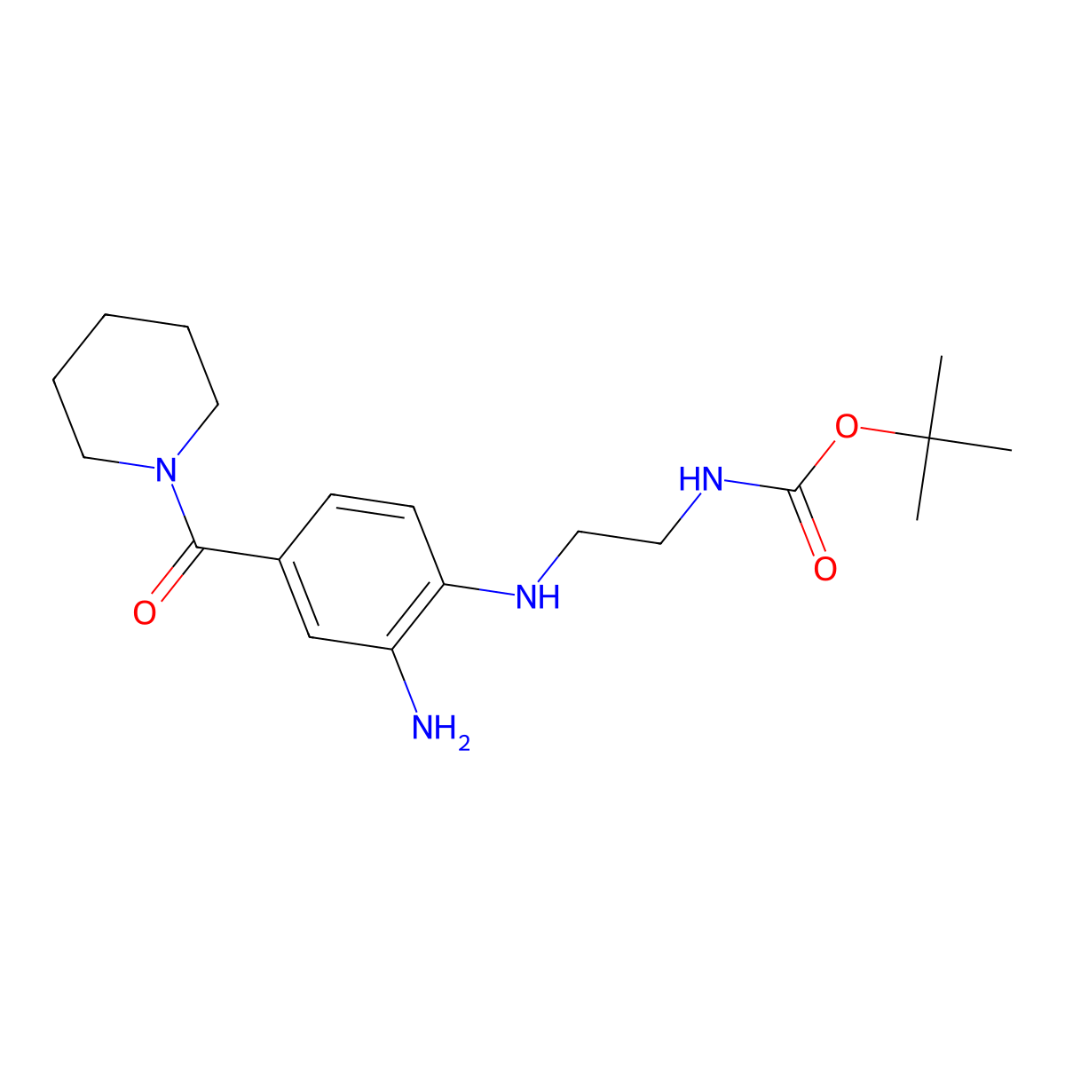 Tert-butyl N-(2-{[2-amino-4-(piperidine-1-carbonyl)phenyl]amino}ethyl)carbamate molecular structure, CAS 1019179-63-5