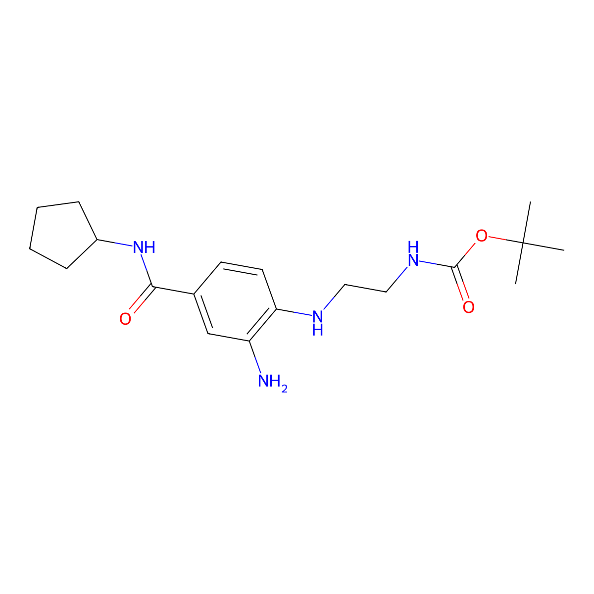 tert-Butyl [2-({2-amino-4-[(cyclopentylamino)carbonyl]phenyl}amino)ethyl]carbamate molecular structure, CAS 1019179-90-8