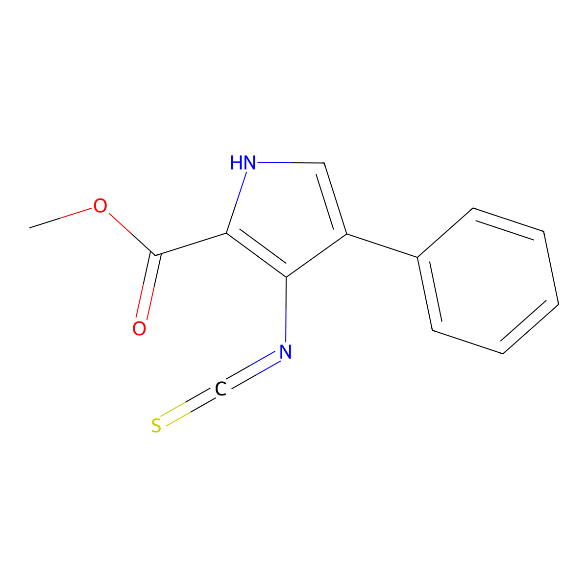 methyl 3-isothiocyanato-4-phenyl-1H-pyrrole-2-carboxylate molecular structure, CAS 1019186-71-0