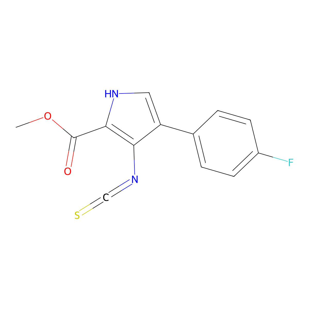 methyl 4-(4-fluorophenyl)-3-isothiocyanato-1H-pyrrole-2-carboxylate molecular structure, CAS 1019187-35-9