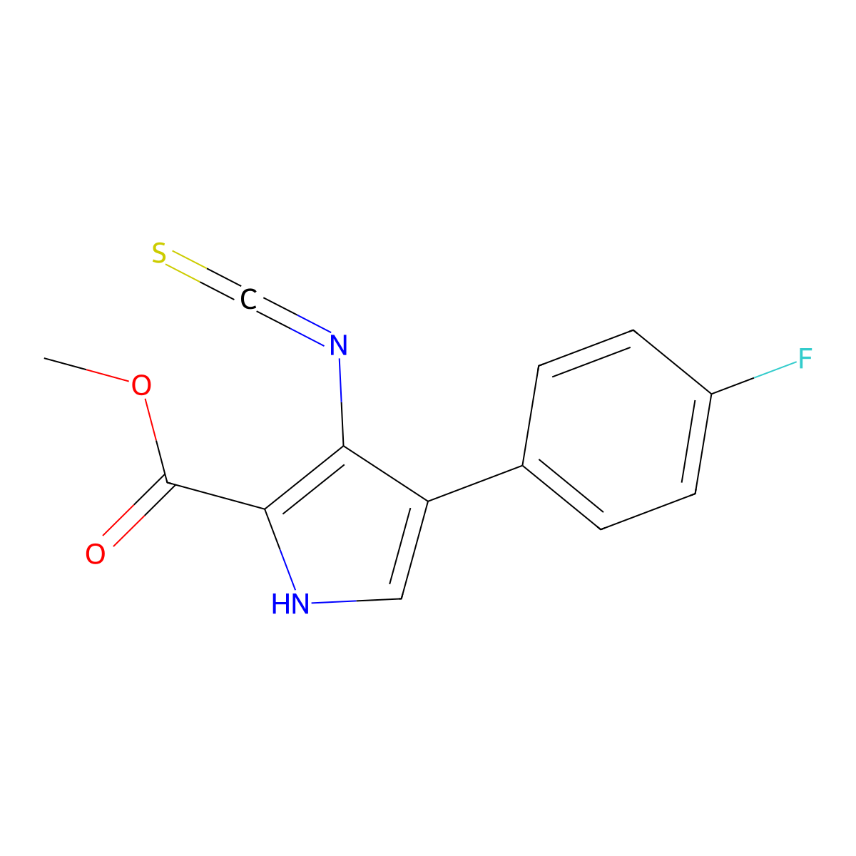 methyl 4-(4-fluorophenyl)-3-isothiocyanato-1H-pyrrole-2-carboxylate molecular structure, CAS 1019187-35-9