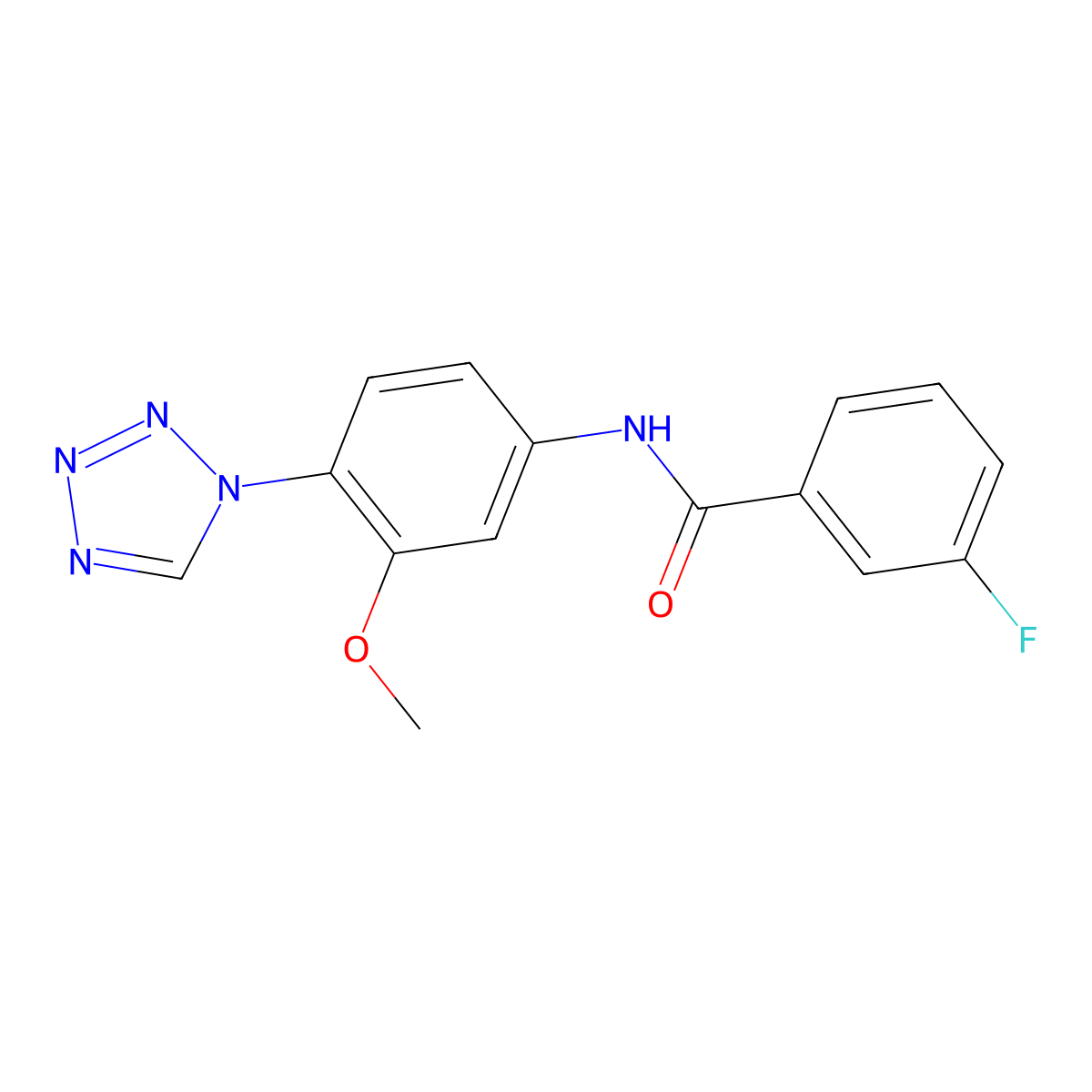 3-fluoro-N-[3-methoxy-4-(1H-tetrazol-1-yl)phenyl]benzamide molecular structure, CAS 1019190-88-5