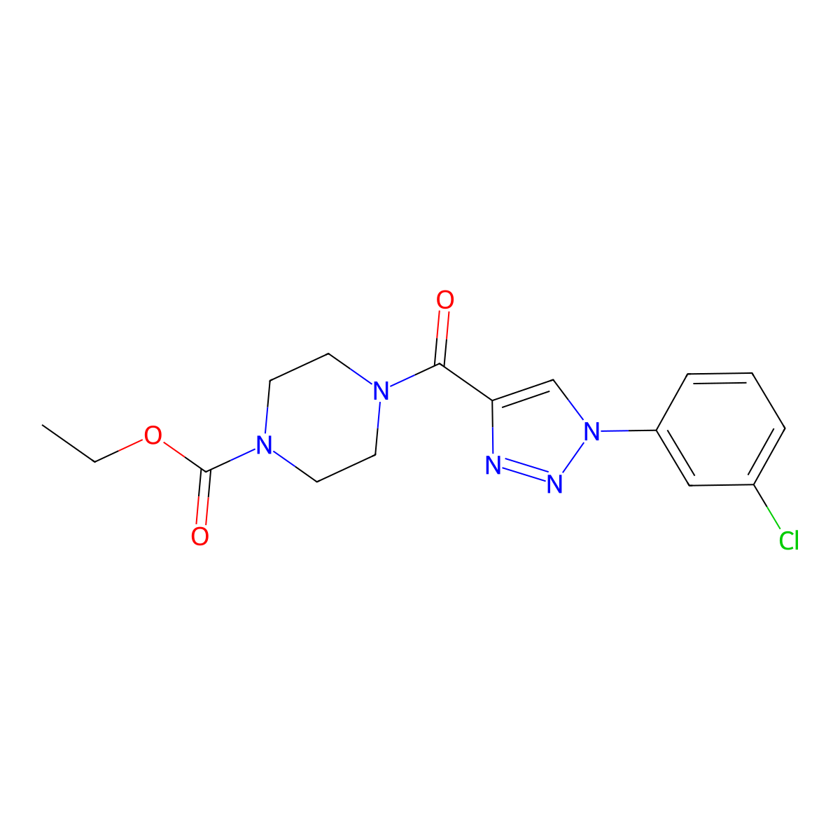 ethyl 4-[1-(3-chlorophenyl)-1H-1,2,3-triazole-4-carbonyl]piperazine-1-carboxylate molecular structure, CAS 1019191-57-1