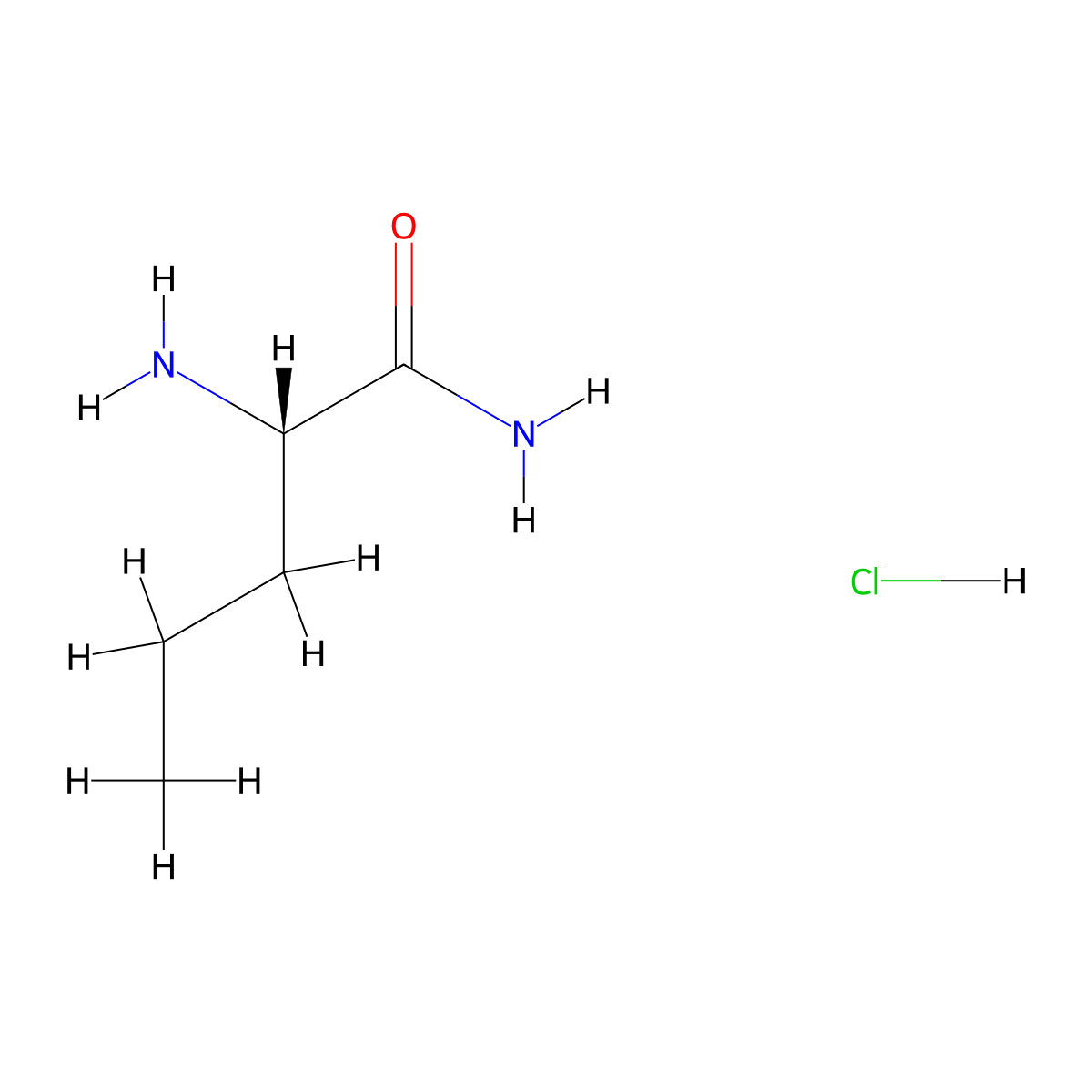 (2S)-2-aminopentanamide hydrochloride molecular structure, CAS 101925-47-7