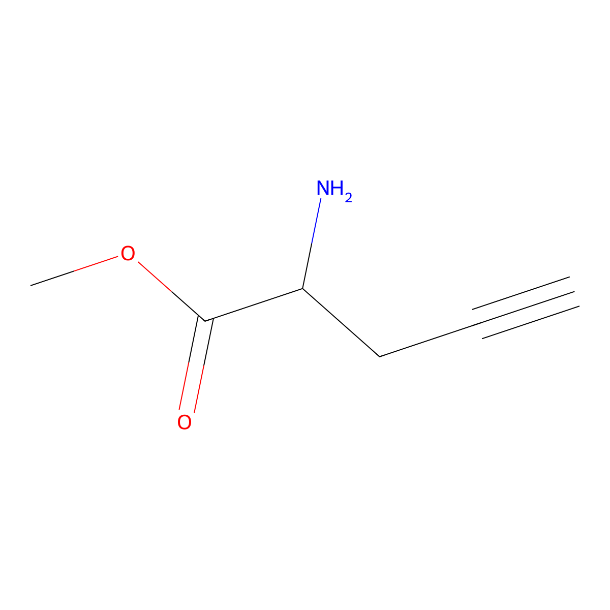 Methyl (2S)-2-aminopent-4-ynoate molecular structure, CAS 101925-55-7