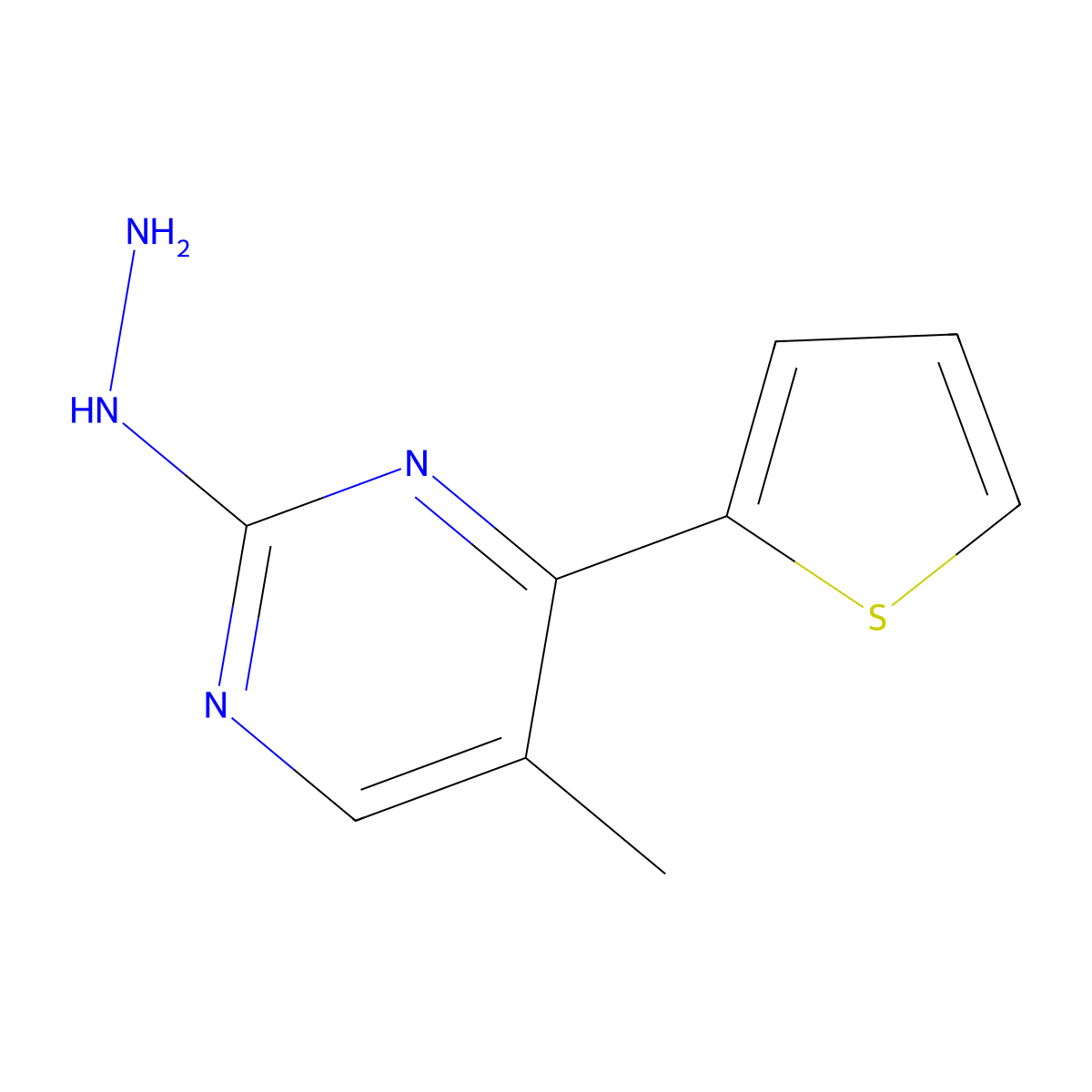 2-Hydrazino-5-methyl-4-(2-thienyl)pyrimidine molecular structure, CAS 1019257-99-8