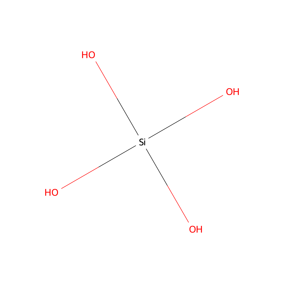 Orthosilicic acid molecular structure, CAS 10193-36-9