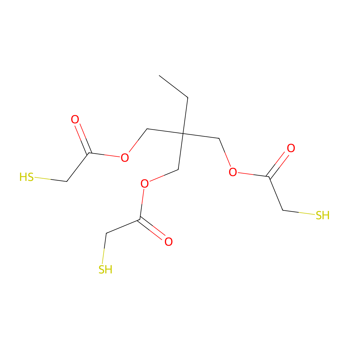 Acetic acid, 2-mercapto-, 1,1'-[2-ethyl-2-[[(2-mercaptoacetyl)oxy]methyl]-1,3-propanediyl] ester molecular structure, CAS 10193-96-1