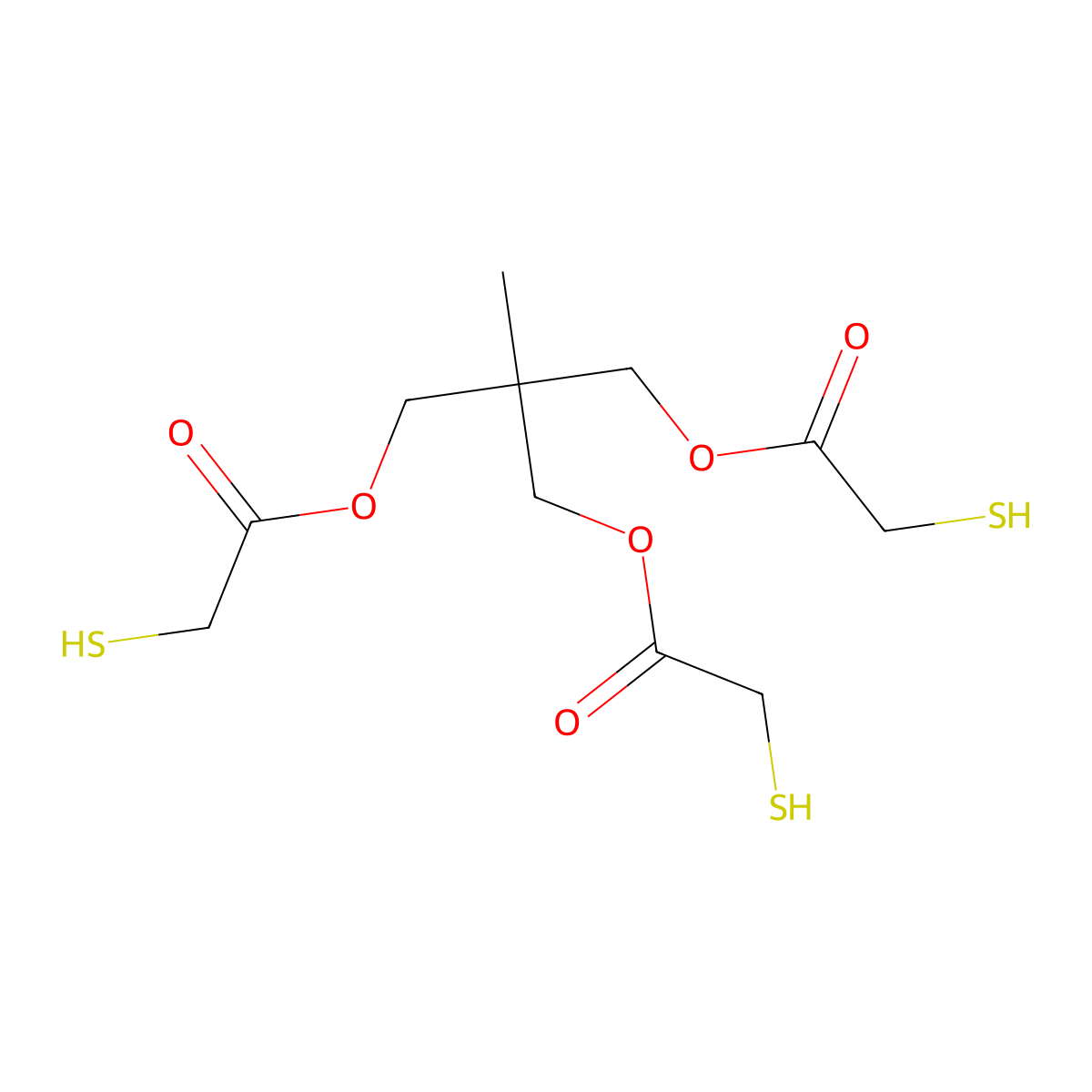 2-(((Mercaptoacetyl)oxy)methyl)-2-methyl-1,3-propanediyl bis(mercaptoacetate) molecular structure, CAS 10193-98-3