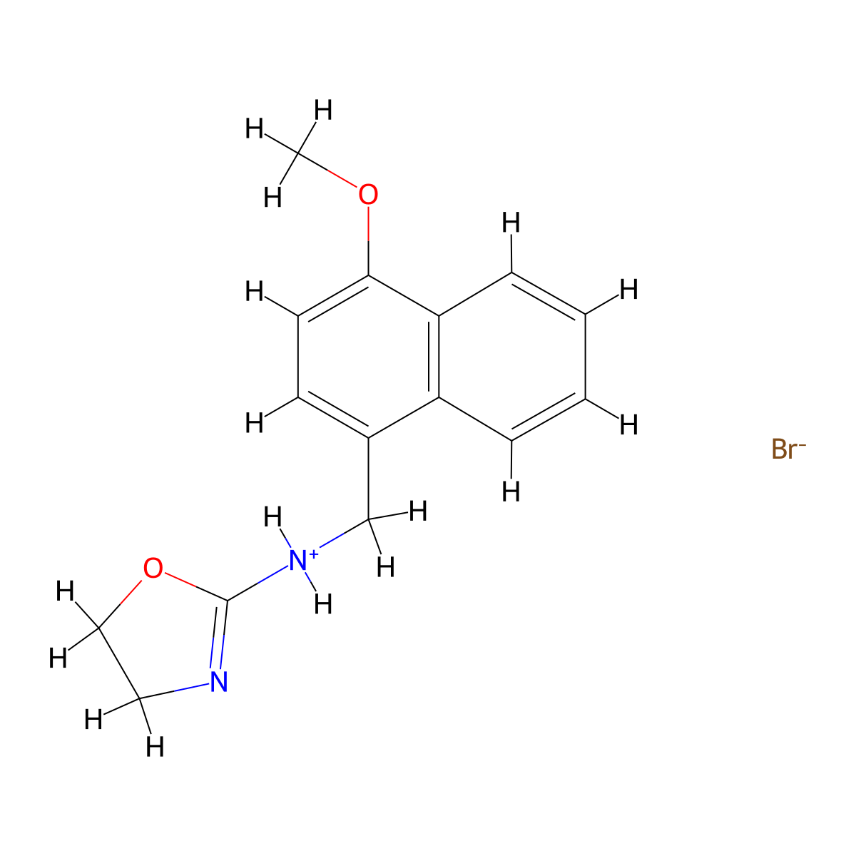 1-Naphthalenemethylamine, 4-methoxy-N-(2-oxazolinyl)-, hydrobromide molecular structure, CAS 101931-33-3