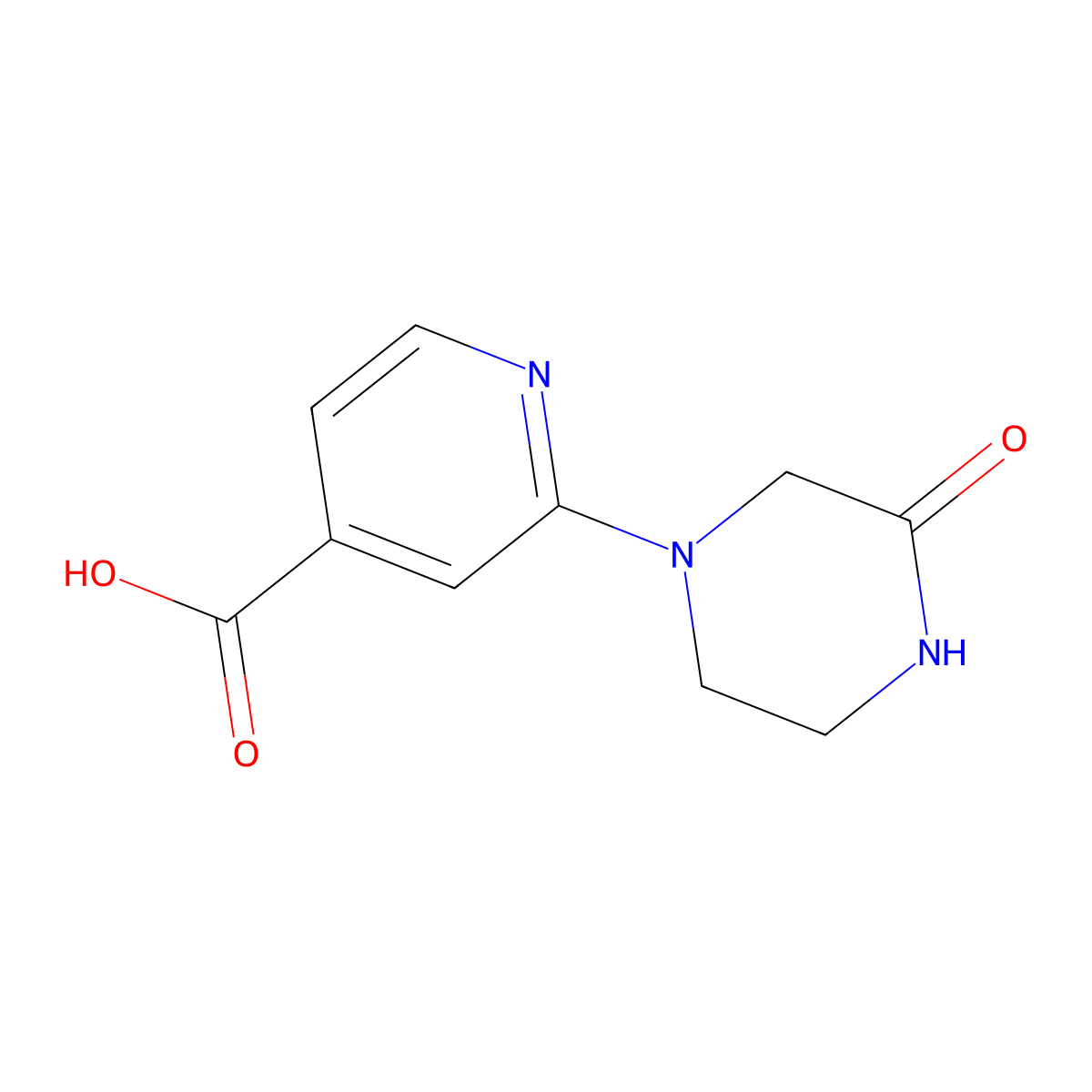 2-(3-Oxo-1-piperazinyl)isonicotinic acid molecular structure, CAS 1019323-66-0