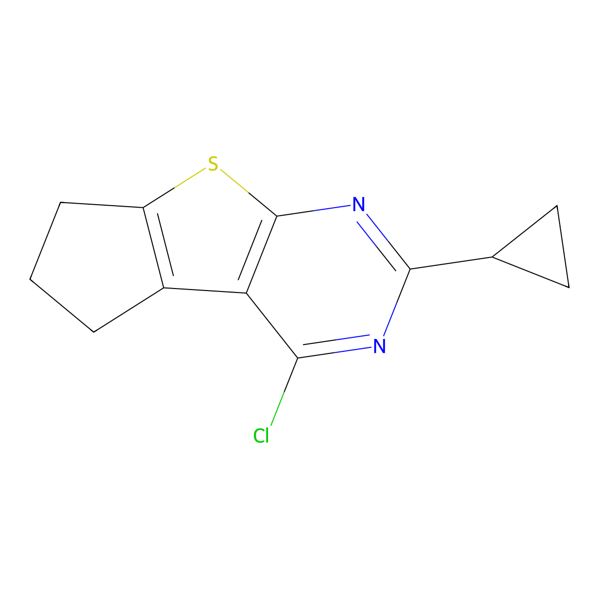 4-Chloro-2-cyclopropyl-6,7-dihydro-5h-cyclopenta[4,5]thieno[2,3-d]pyrimidine molecular structure, CAS 1019325-46-2