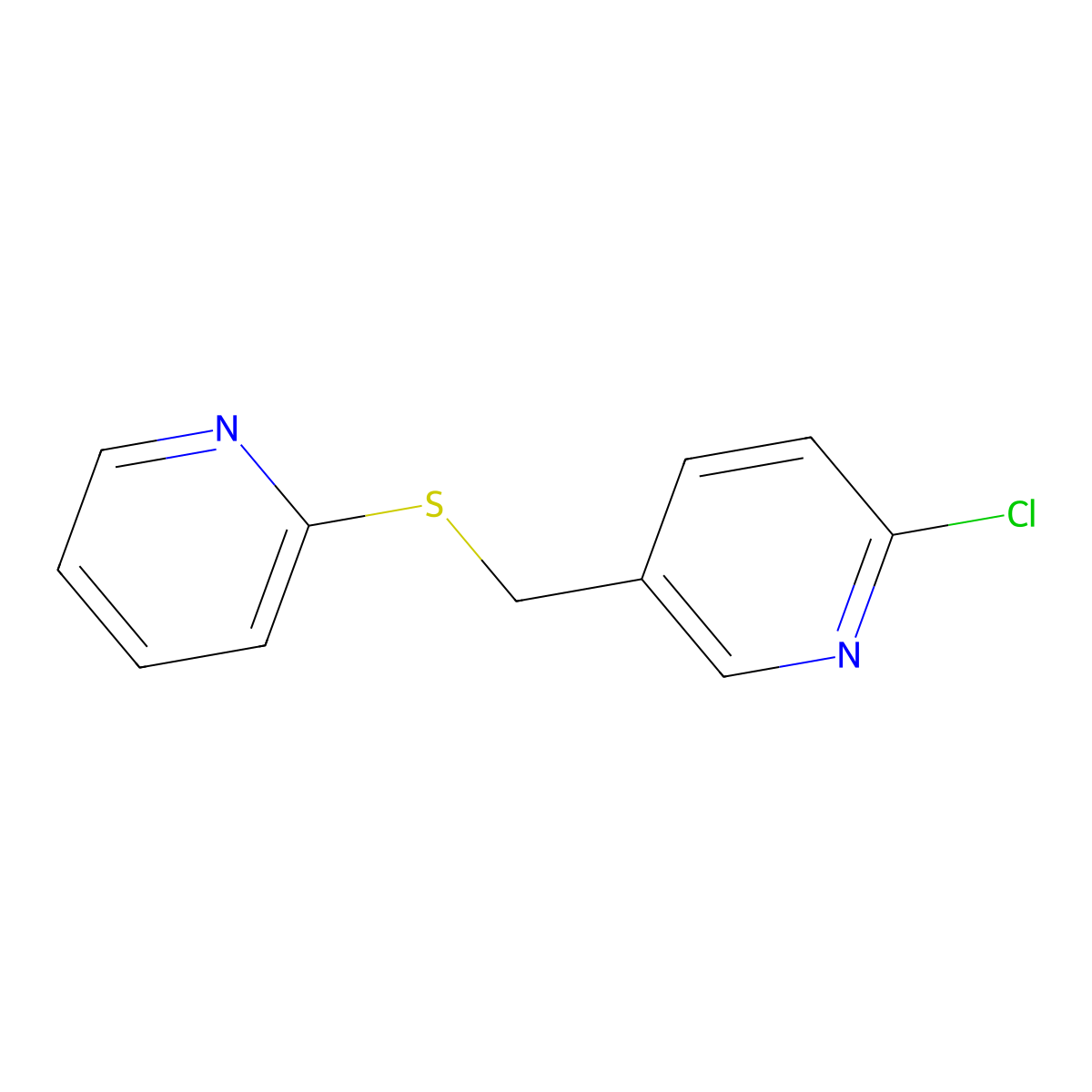 2-Chloro-5-[(pyridin-2-ylsulfanyl)methyl]pyridine molecular structure, CAS 1019326-00-1