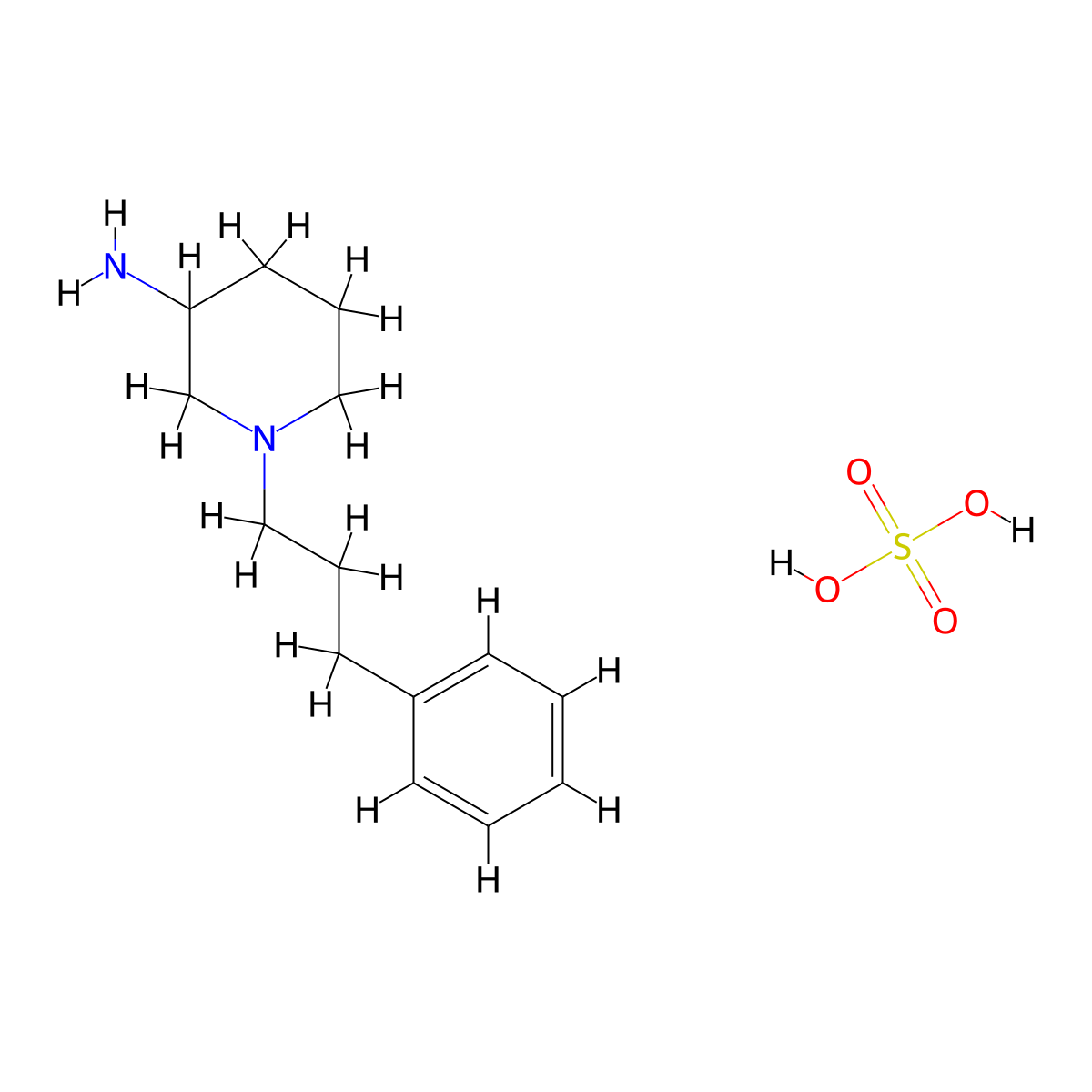 1-(3-Phenylpropyl)piperidin-3-amine sulfate molecular structure, CAS 1019331-36-2