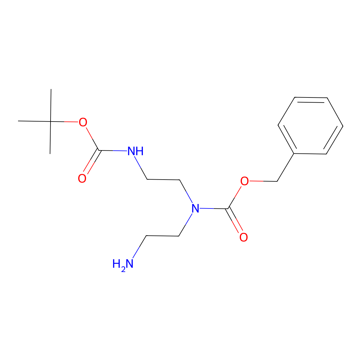 Benzyl (2-aminoethyl)(2-((tert-butoxycarbonyl)amino)ethyl)carbamate molecular structure, CAS 1019333-29-9