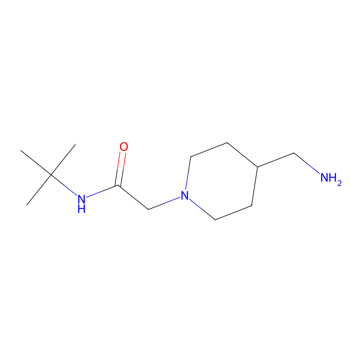 2-[4-(aminomethyl)piperidin-1-yl]-N-tert-butylacetamide molecular structure, CAS 1019340-98-7