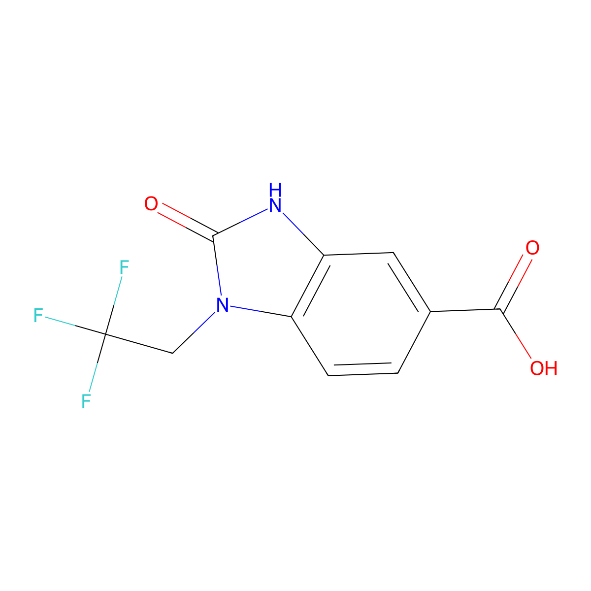 2-oxo-1-(2,2,2-trifluoroethyl)-2,3-dihydro-1H-1,3-benzodiazole-5-carboxylic acid molecular structure, CAS 1019342-70-1