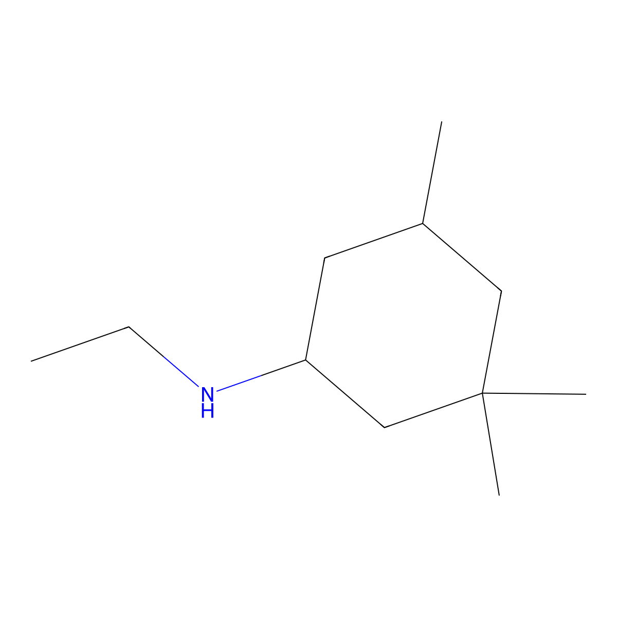 N-ethyl-3,3,5-trimethylcyclohexan-1-amine molecular structure, CAS 1019345-20-0