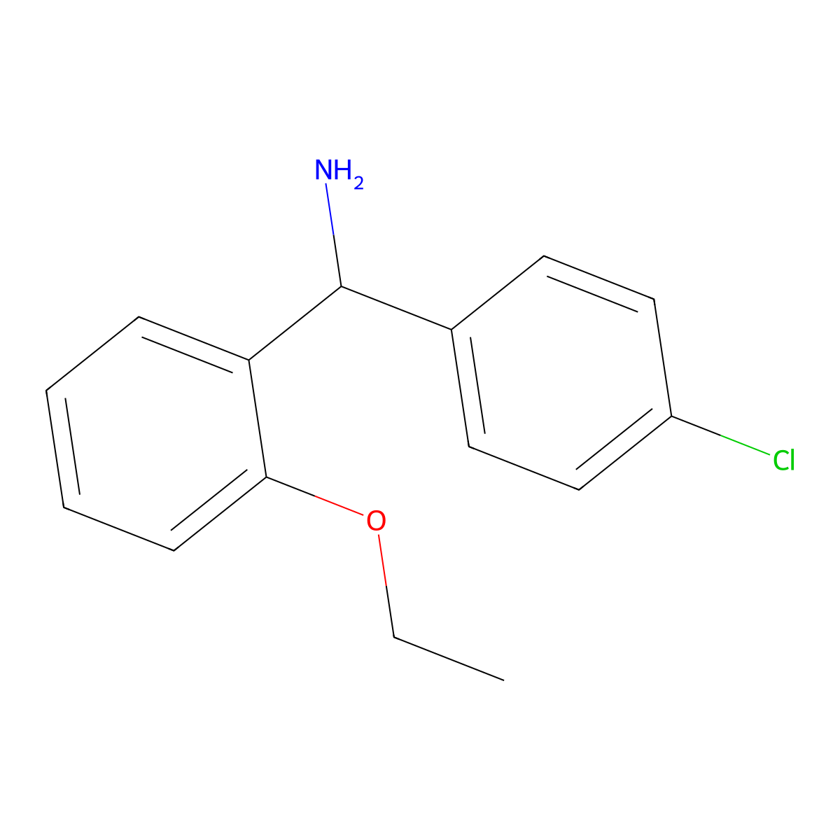 (4-Chlorophenyl)(2-ethoxyphenyl)methanamine molecular structure, CAS 1019345-32-4