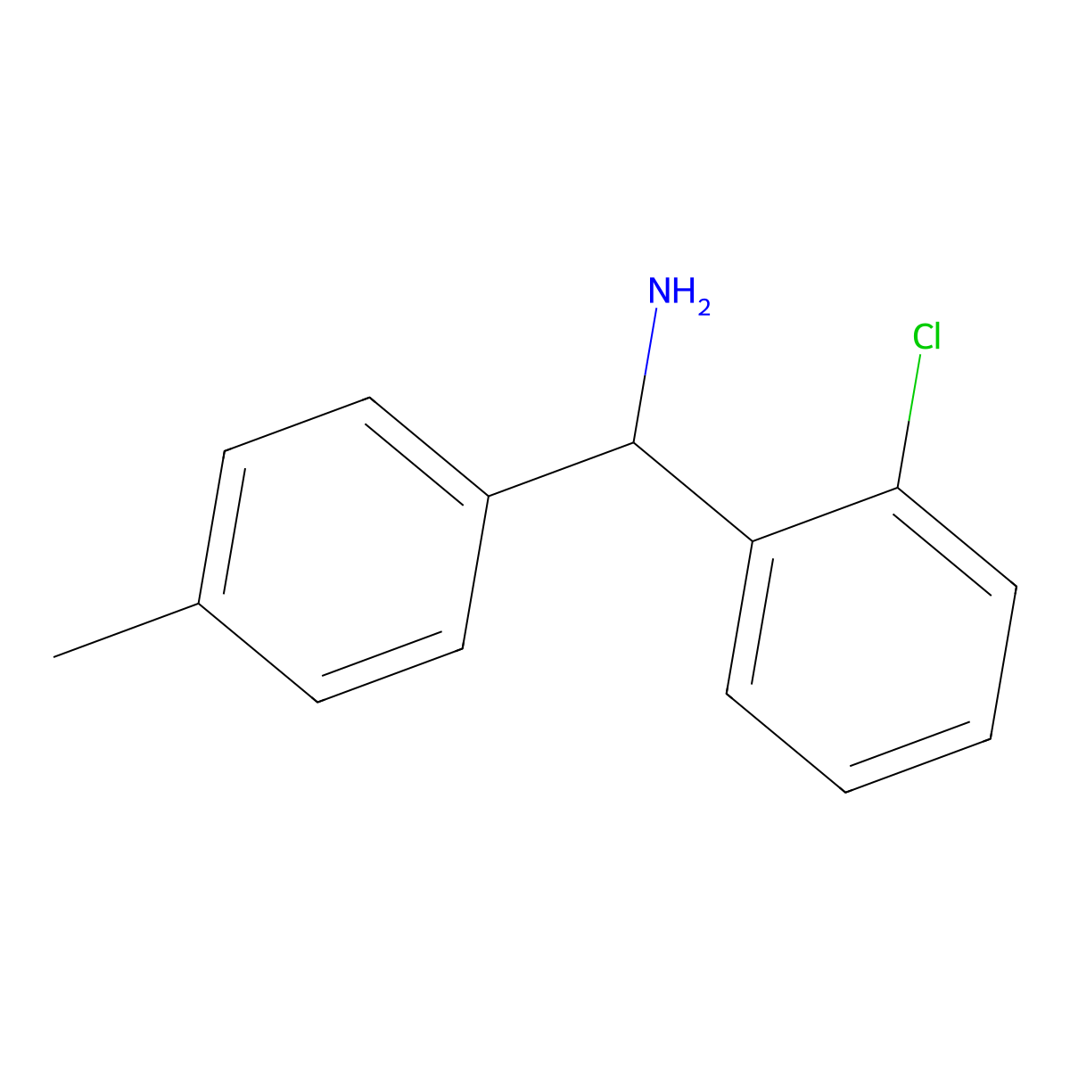 (2-Chlorophenyl)(4-methylphenyl)methanamine molecular structure, CAS 1019346-10-1