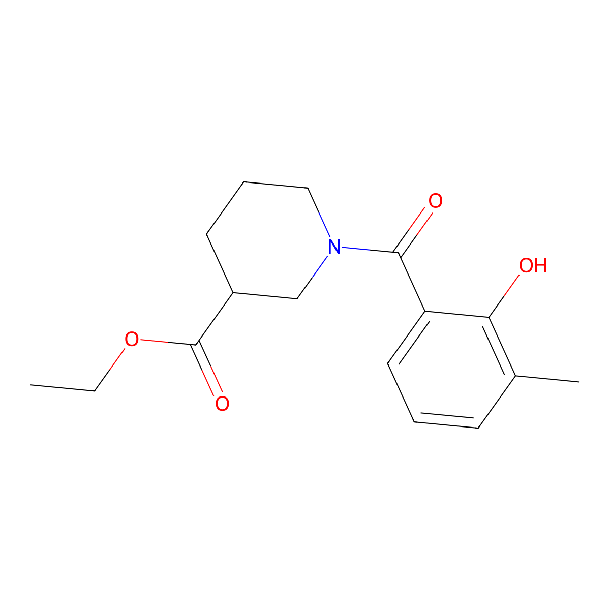 Ethyl 1-(2-hydroxy-3-methylbenzoyl)-3-piperidinecarboxylate molecular structure, CAS 1019350-38-9