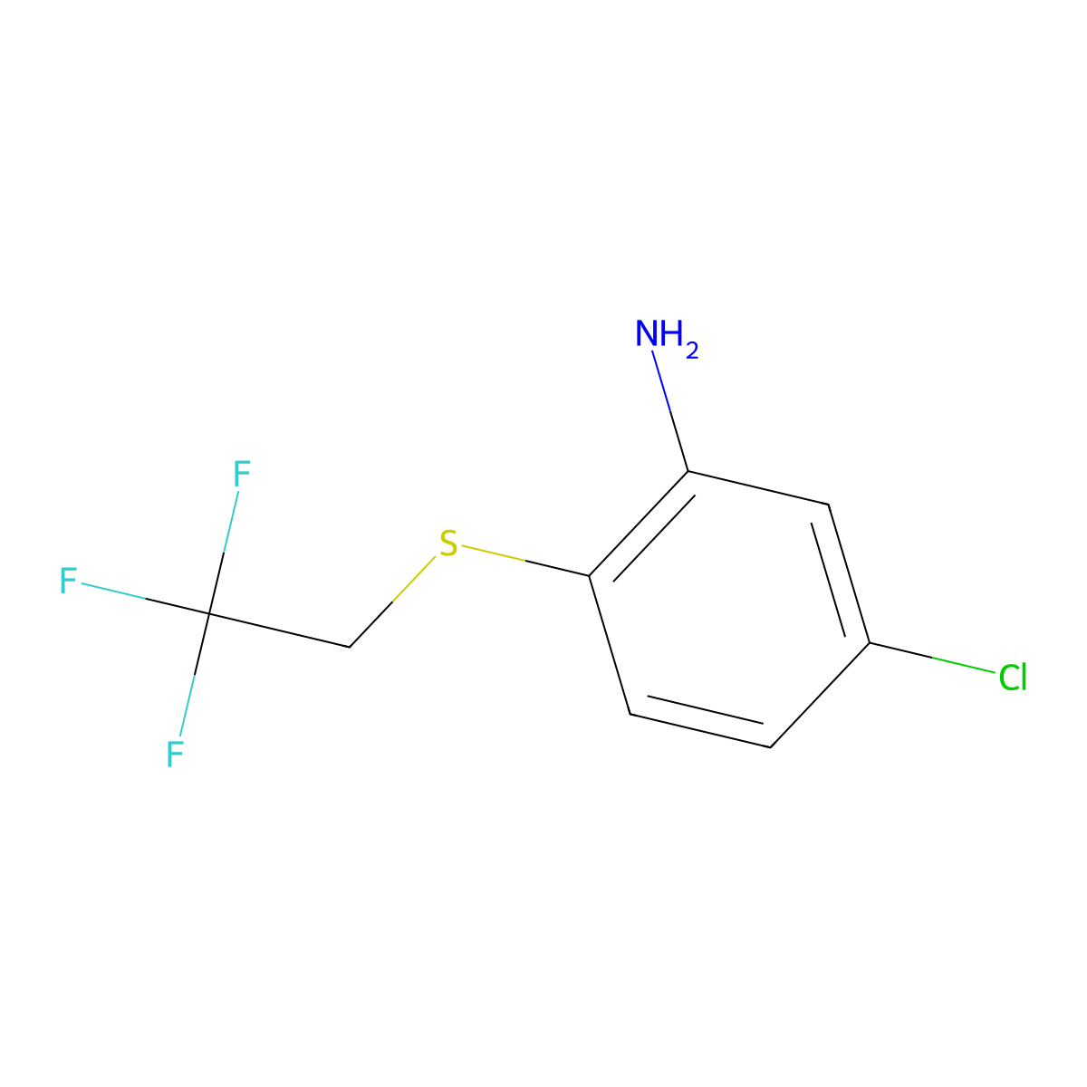 5-Chloro-2-[(2,2,2-trifluoroethyl)sulfanyl]aniline molecular structure, CAS 1019350-70-9