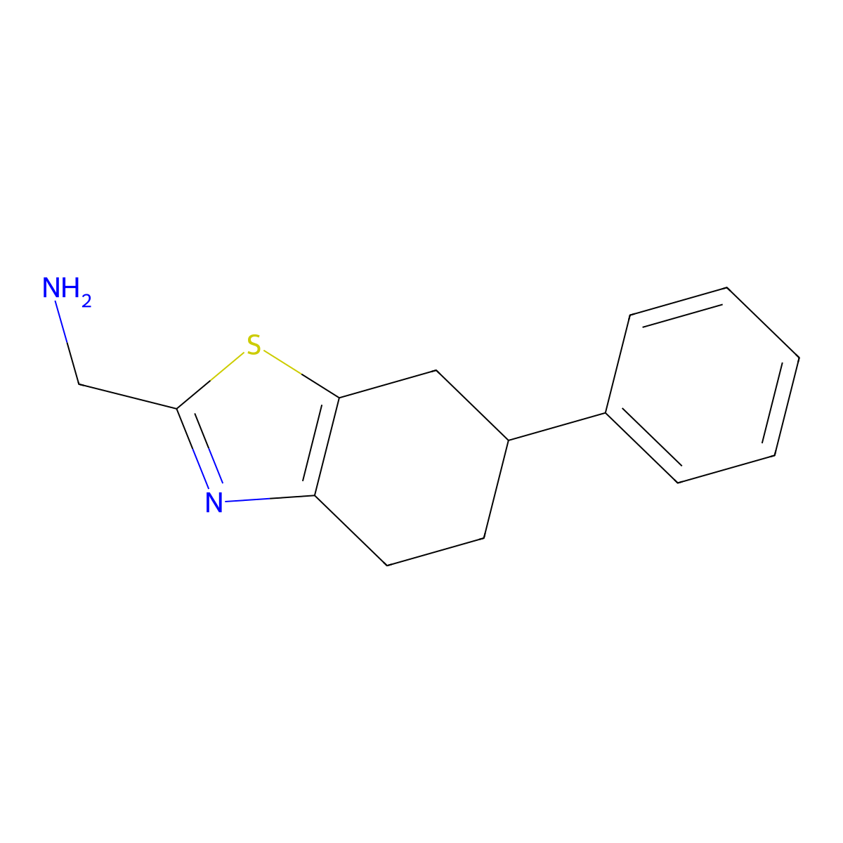(6-Phenyl-4,5,6,7-tetrahydro-1,3-benzothiazol-2-yl)methanamine molecular structure, CAS 1019351-57-5