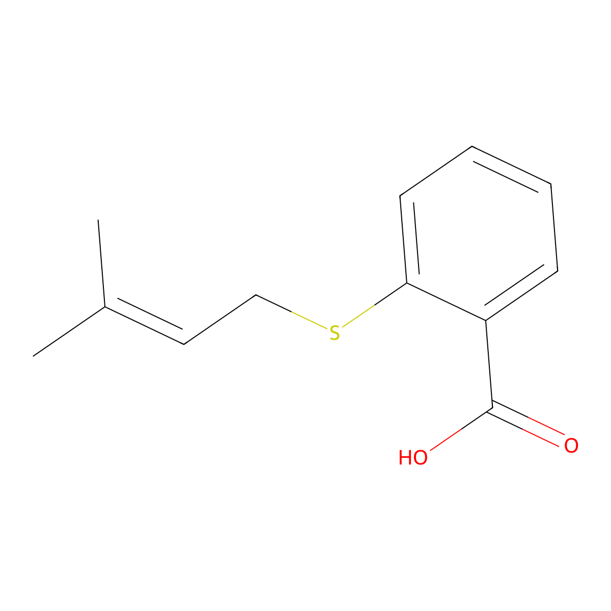 2-[(3-Methylbut-2-en-1-yl)sulfanyl]benzoic acid molecular structure, CAS 1019351-72-4