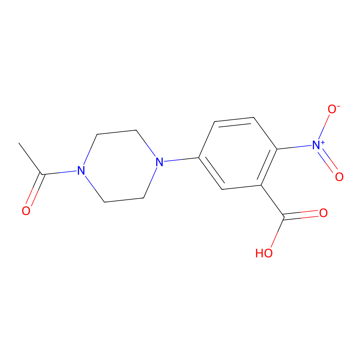 5-(4-Acetyl-1-piperazinyl)-2-nitrobenzoic acid molecular structure, CAS 1019351-83-7