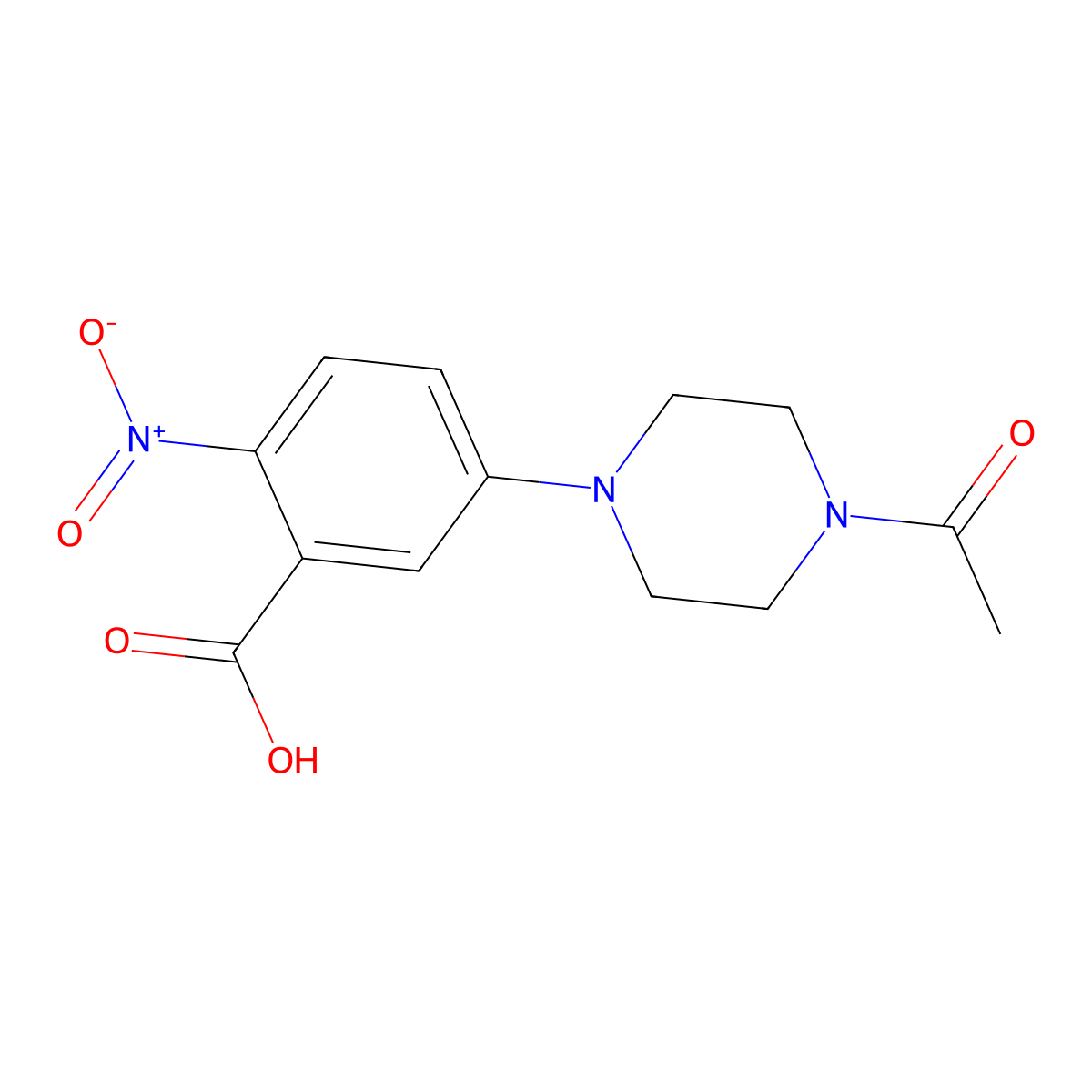5-(4-Acetyl-1-piperazinyl)-2-nitrobenzoic acid molecular structure, CAS 1019351-83-7