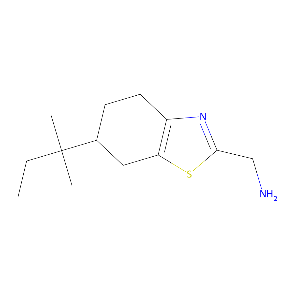 [6-(2-Methylbutan-2-yl)-4,5,6,7-tetrahydro-1,3-benzothiazol-2-yl]methanamine molecular structure, CAS 1019351-98-4