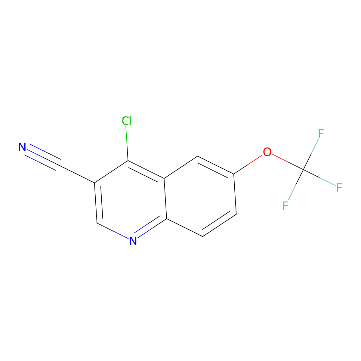 4-Chloro-6-(trifluoromethoxy)quinoline-3-carbonitrile molecular structure, CAS 1019353-39-9