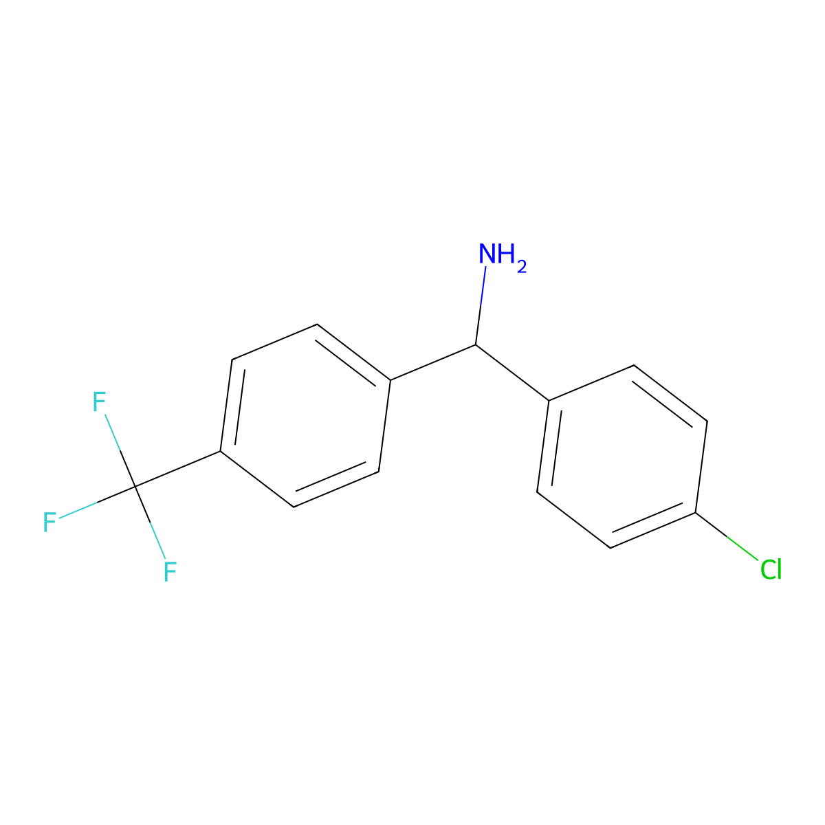 (4-Chlorophenyl)[4-(trifluoromethyl)phenyl]methanamine molecular structure, CAS 1019353-55-9