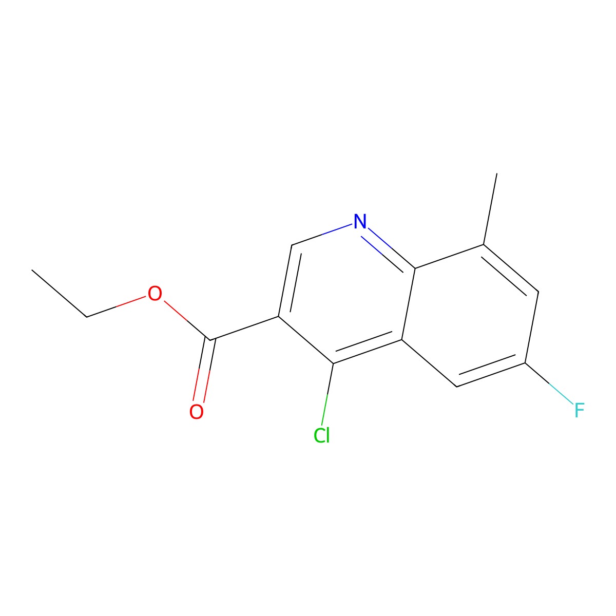 Ethyl 4-chloro-6-fluoro-8-methylquinoline-3-carboxylate molecular structure, CAS 1019355-72-6