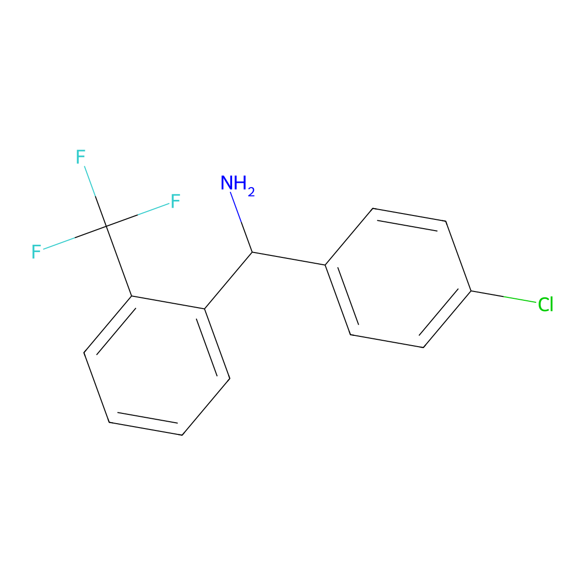 (4-Chlorophenyl)[2-(trifluoromethyl)phenyl]methanamine molecular structure, CAS 1019355-73-7