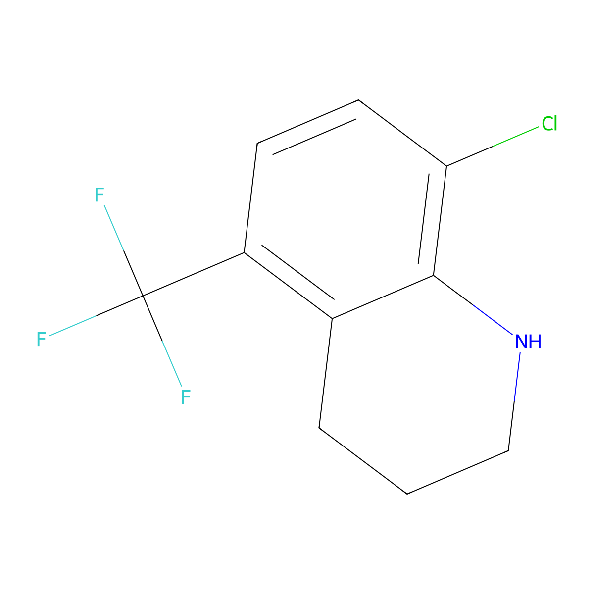 8-Chloro-5-(trifluoromethyl)-1,2,3,4-tetrahydroquinoline molecular structure, CAS 1019356-62-7