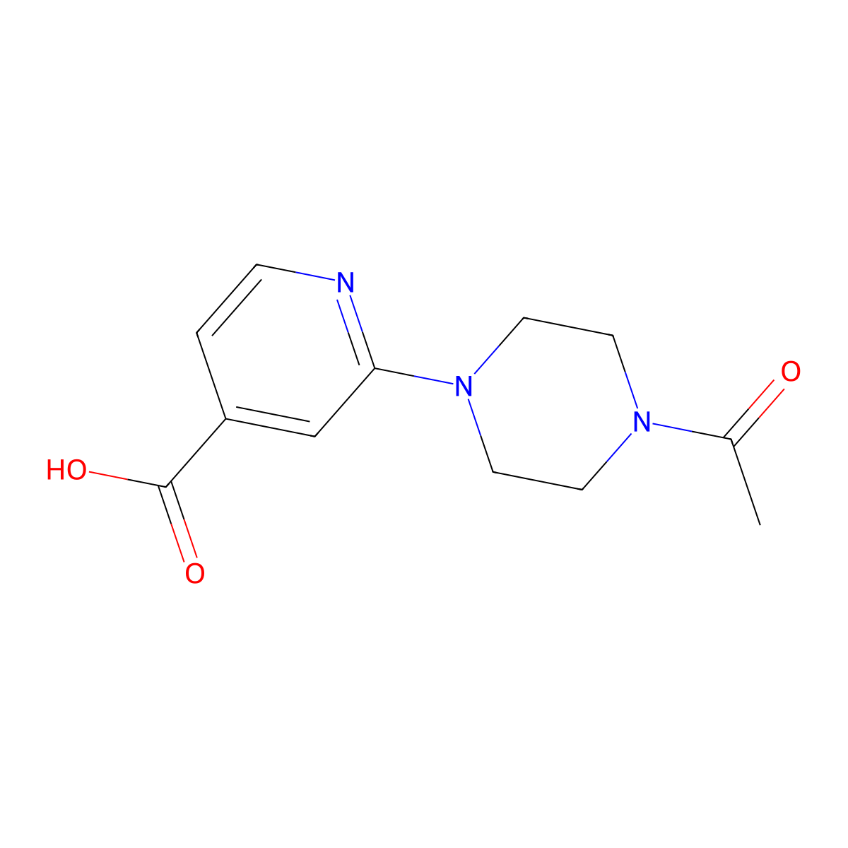 2-(4-Acetylpiperazin-1-yl)pyridine-4-carboxylic acid molecular structure, CAS 1019357-36-8