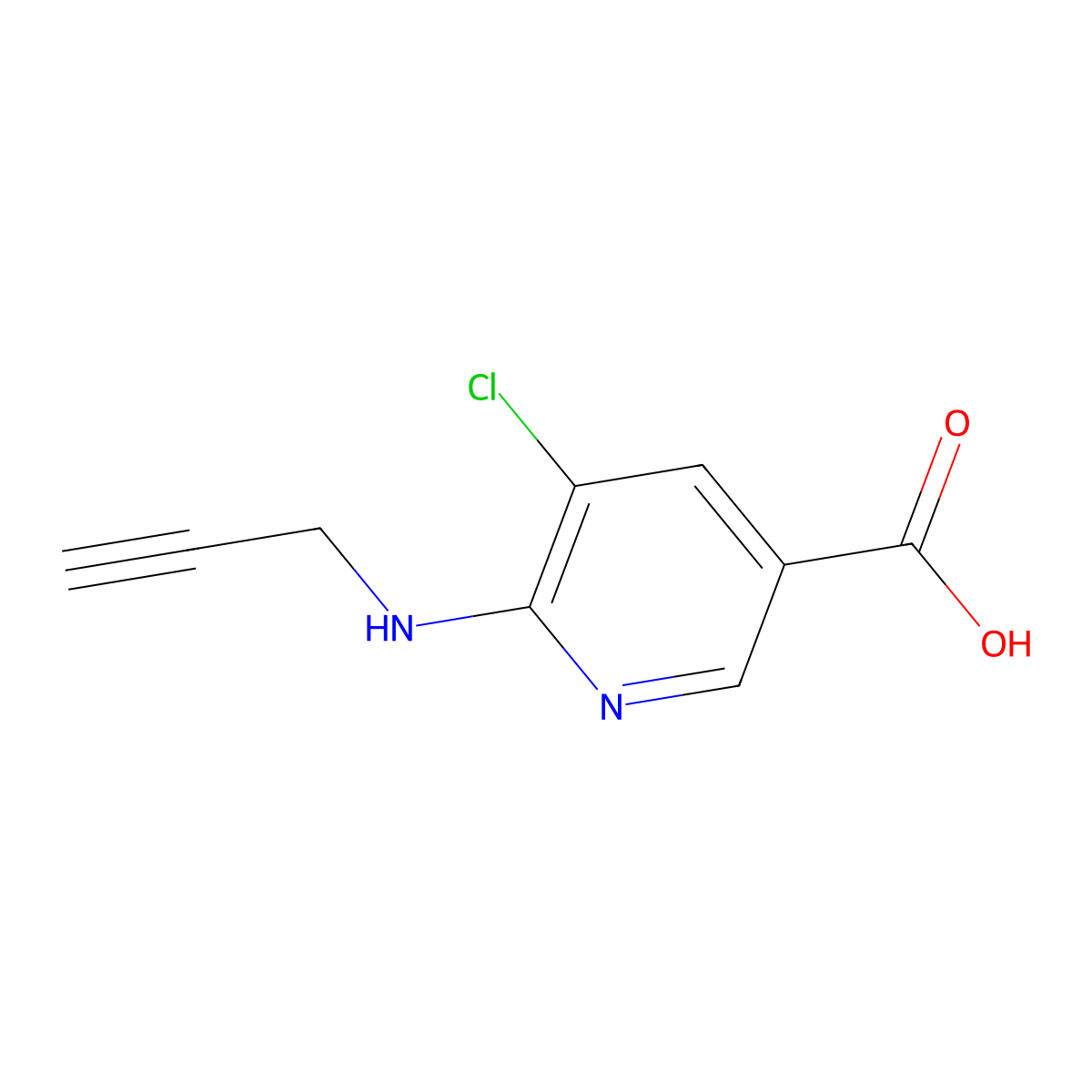 5-Chloro-6-(prop-2-yn-1-ylamino)nicotinic acid molecular structure, CAS 1019357-55-1