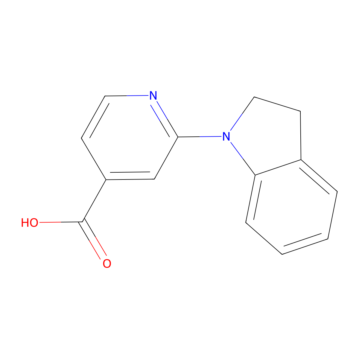 2-(2,3-Dihydro-1H-indol-1-YL)isonicotinic acid molecular structure, CAS 1019357-95-9