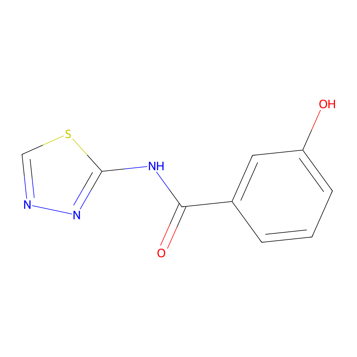 3-hydroxy-N-(1,3,4-thiadiazol-2-yl)benzamide molecular structure, CAS 1019359-73-9