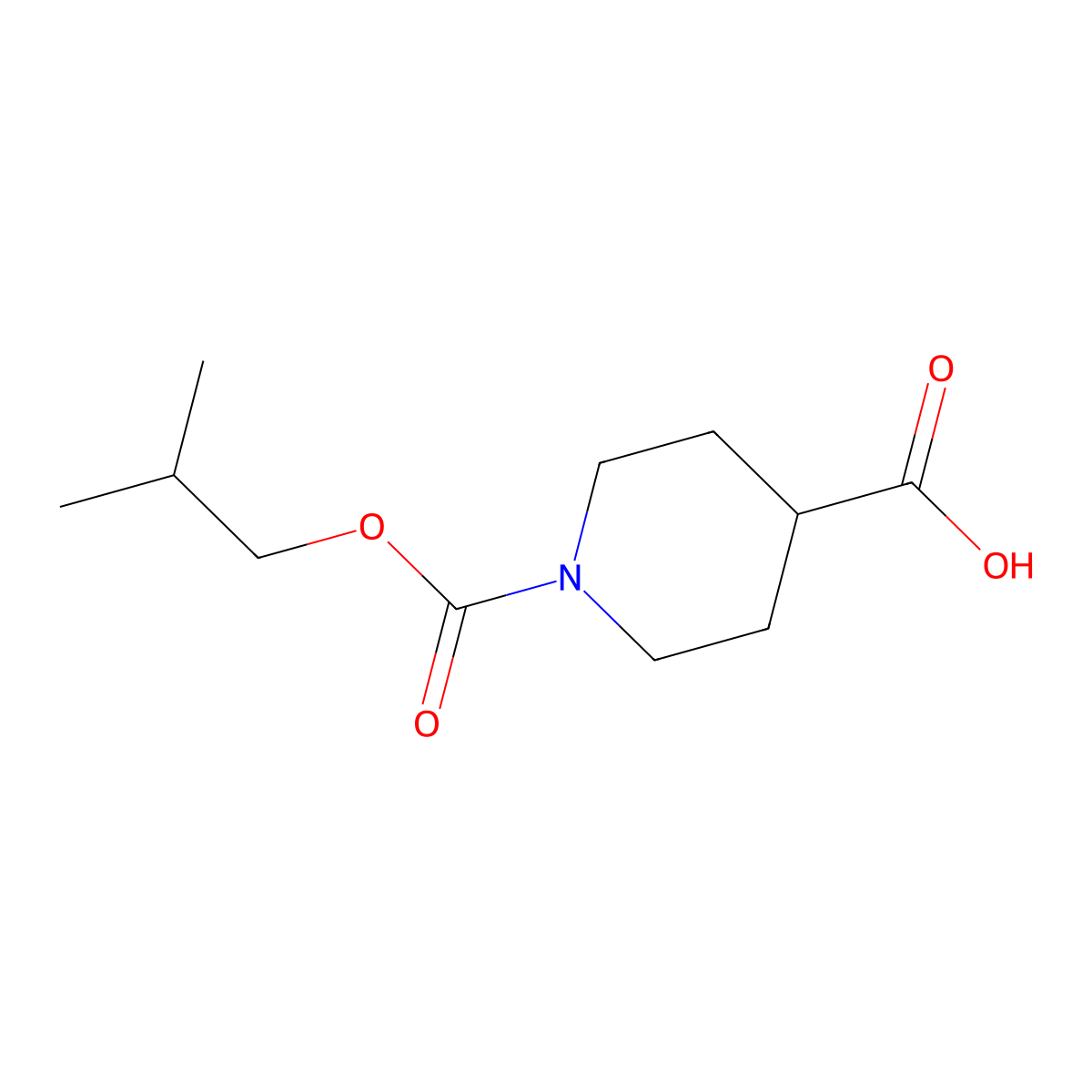 1-[(2-Methylpropoxy)carbonyl]piperidine-4-carboxylic acid molecular structure, CAS 1019363-04-2