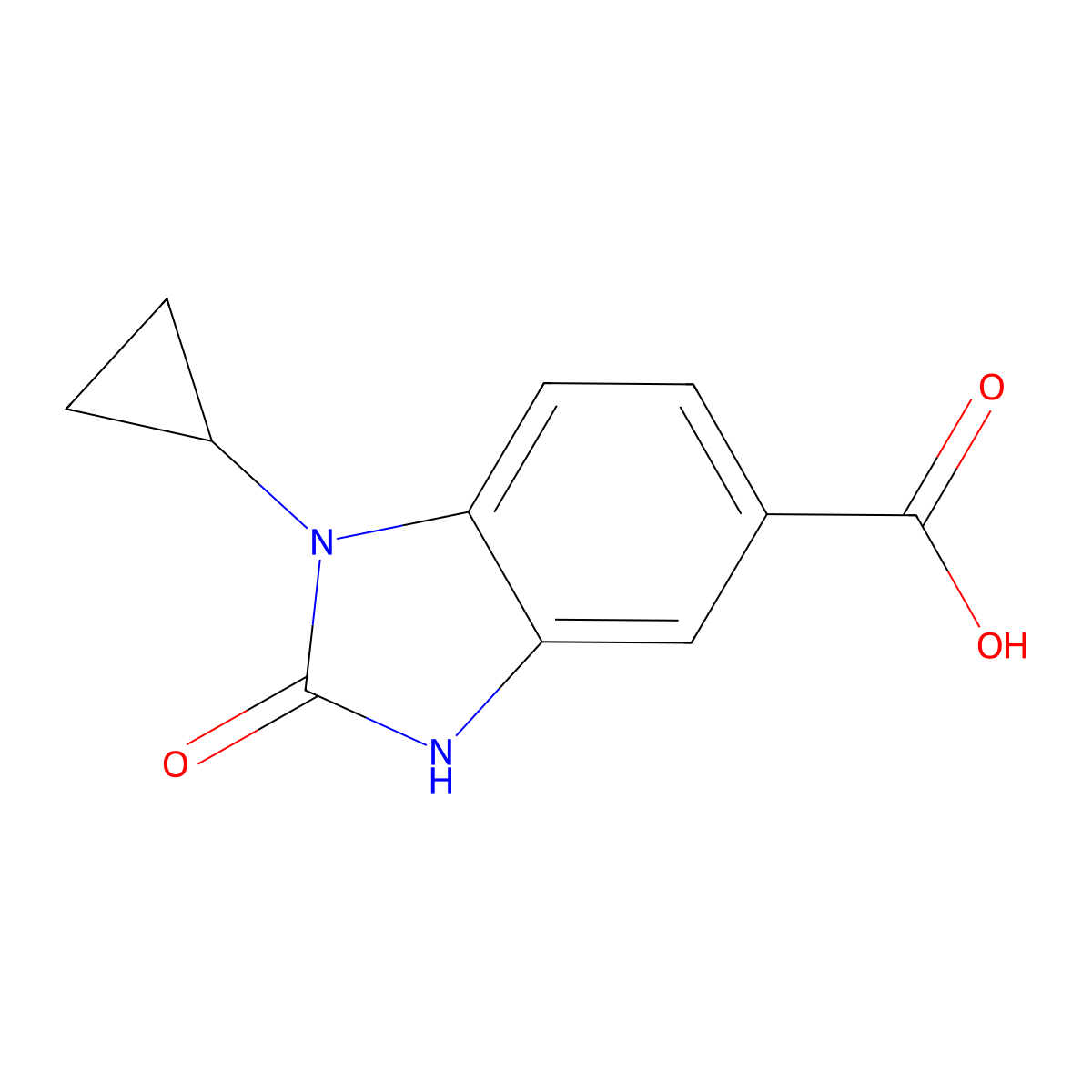 1-cyclopropyl-2-oxo-2,3-dihydro-1H-1,3-benzodiazole-5-carboxylic acid molecular structure, CAS 1019367-66-8